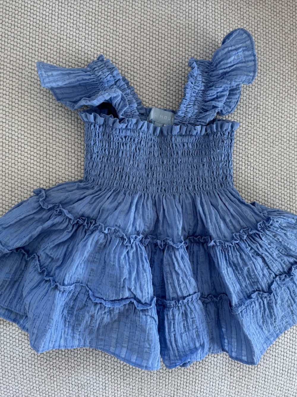 Hill House Home Baby Ellie Nap Dress in Bluebird Tonal Seersucker / 6-12M